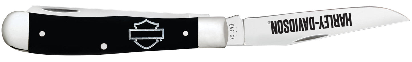 CASE CUTLERY Harley-Davidson® Embellished Smooth Black Synthetic Trapper