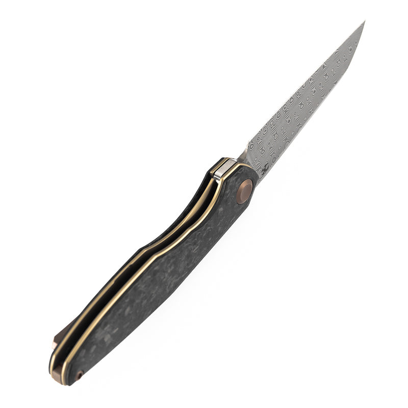 Kansept Halide | Liner Lock | Shred Carbon Fiber | 3.2" Damascus Blade | James Arnold Design | K1136A6