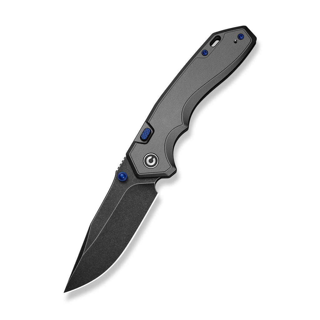 CIVIVI ELITE Brova Thumb Stud & Top Liner Lock Knife Gray Aluminum Handle (3.41" Black Stonewashed CPM S35VN Blade) CE25093-1