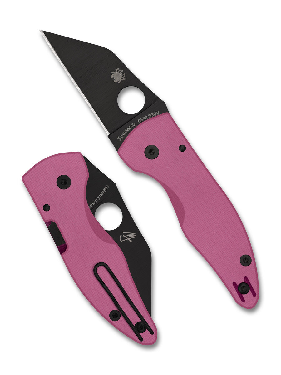 SPYDERCO MicroJimbo™ Pink G-10 Black Blade Sprint Run®