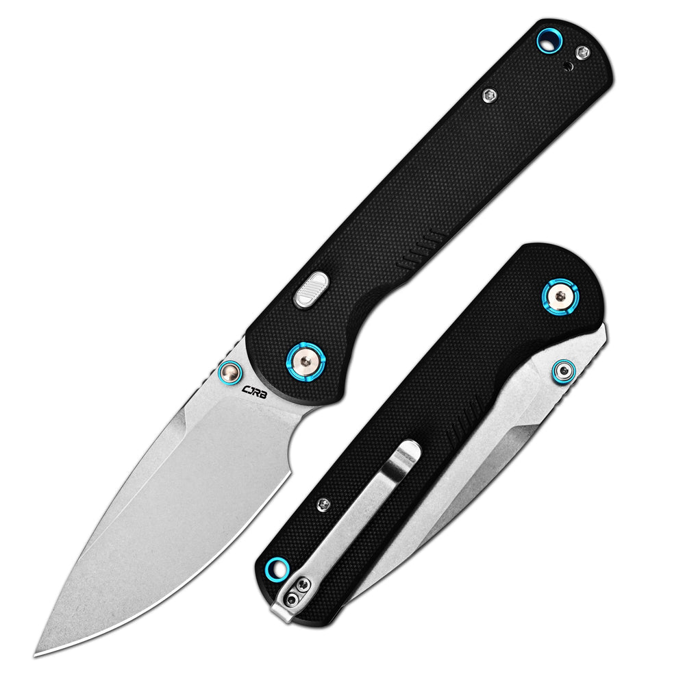 CJRB Latitude Thumb Stud & Top Liner Lock EDC Knife Black G10 Handle(3.47'' AR-RPM9 Steel Stone Wash Blade) J1975-BK