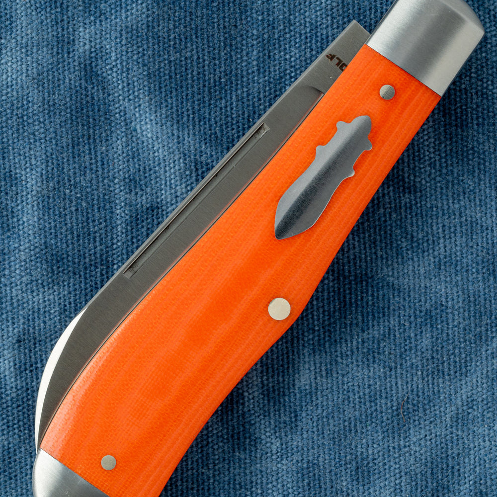 JACK WOLF KNIVES EUREKA - VIBE BENGAL ORANGE LINEN MICARTA