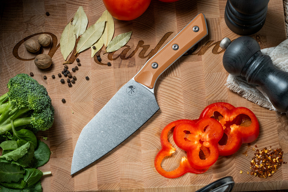 Microtech Gear Santoku 6" Knife Stonewash Standard Ember G-10 (3200-10EM)