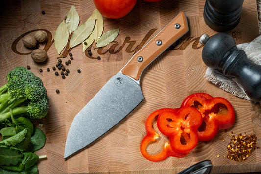 Microtech Gear Santoku 6" Knife Stonewash Standard Ember G-10 (3200-10EM)