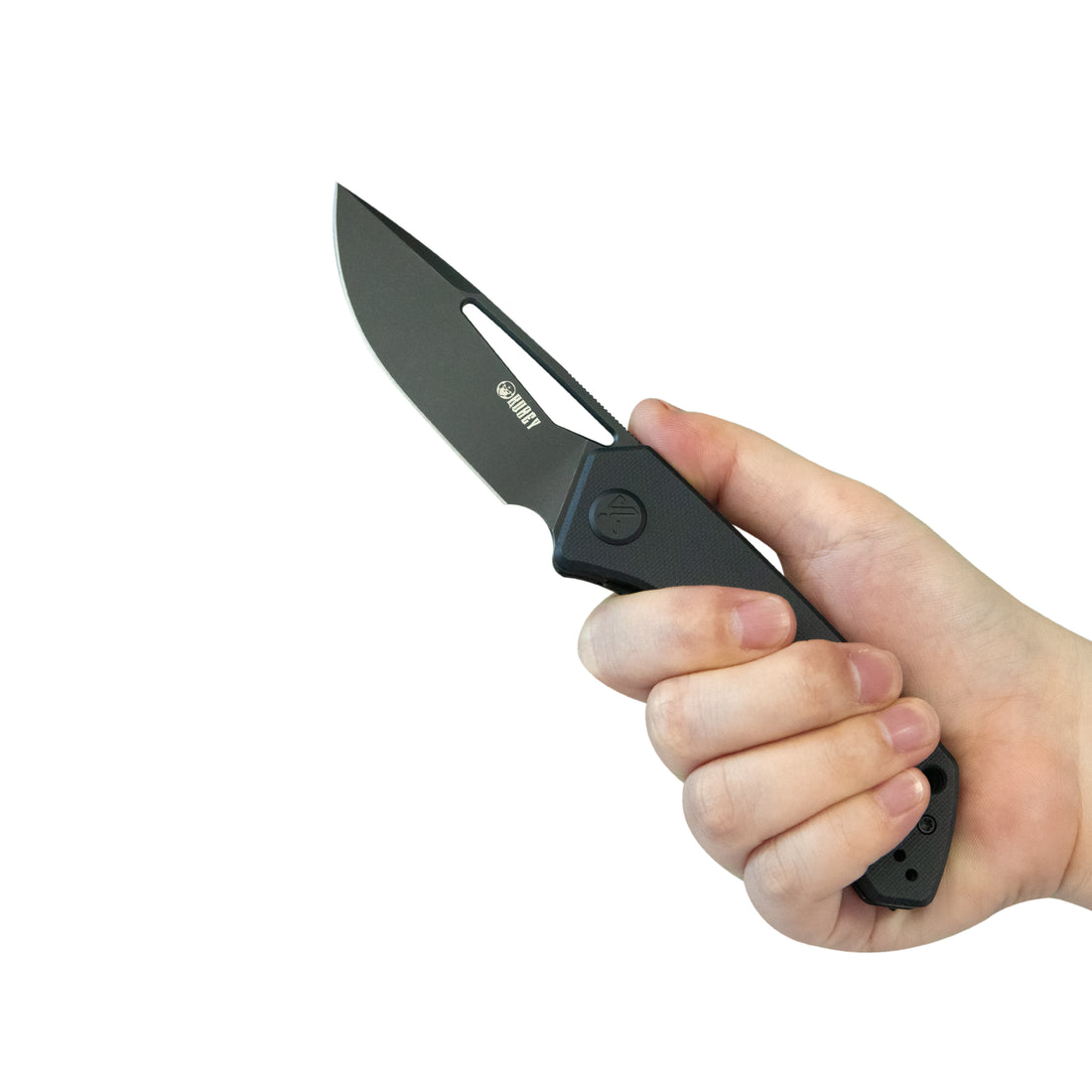 Kubey Thalia Front Flipper EDC Pocket Folding Knife Black G10 Handle 3.27" Blackwash 14C28N KU331S