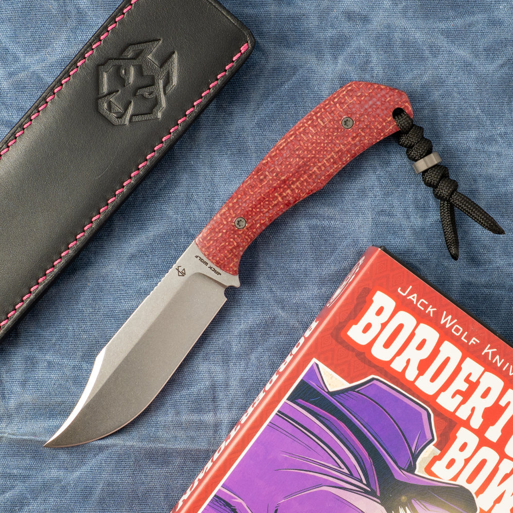 JACK WOLF KNIVES BORDERTOWN BOWIE - VIBE BORDEAUX JUTE MICARTA