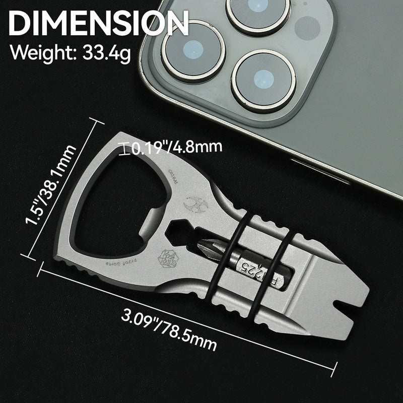 KANSEPT KNIVES PryOfSorts Titanium EDC Multi-Tool | Pry Bar, Bottle Opener & Magnetic Bit Driver | Plain Titanium | Designed by Koch Tools-C010A1