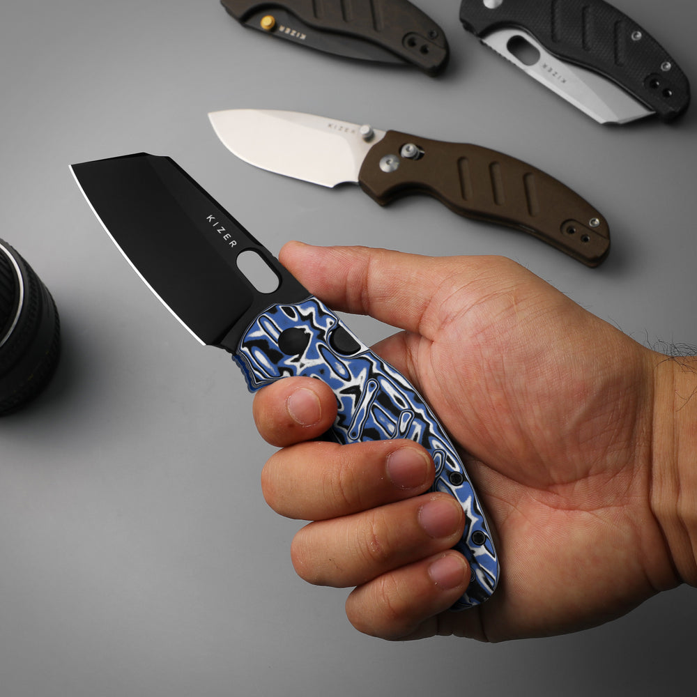 KIZER CUTLERY Sheepdog® C01C 2.9 BS | Kizer Button Liner Lock™ | Nitro-V | Vortex Pattern Micarta | PVD Coating | KizerV™ 3488.29BSA1