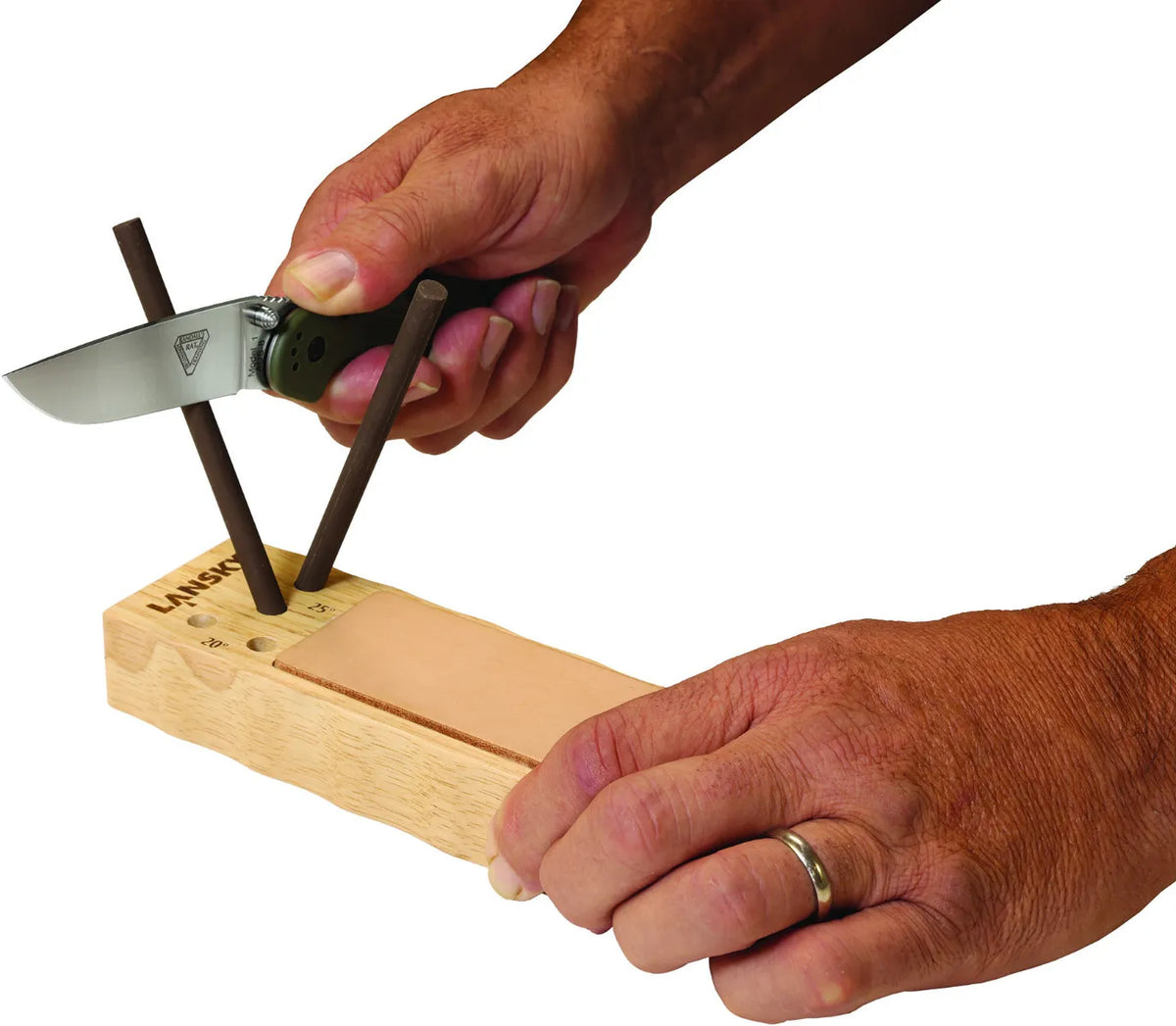 LANSKY 4-Rod Ceramic TurnBox Crock Stick® Knife Sharpener with Leather Strop