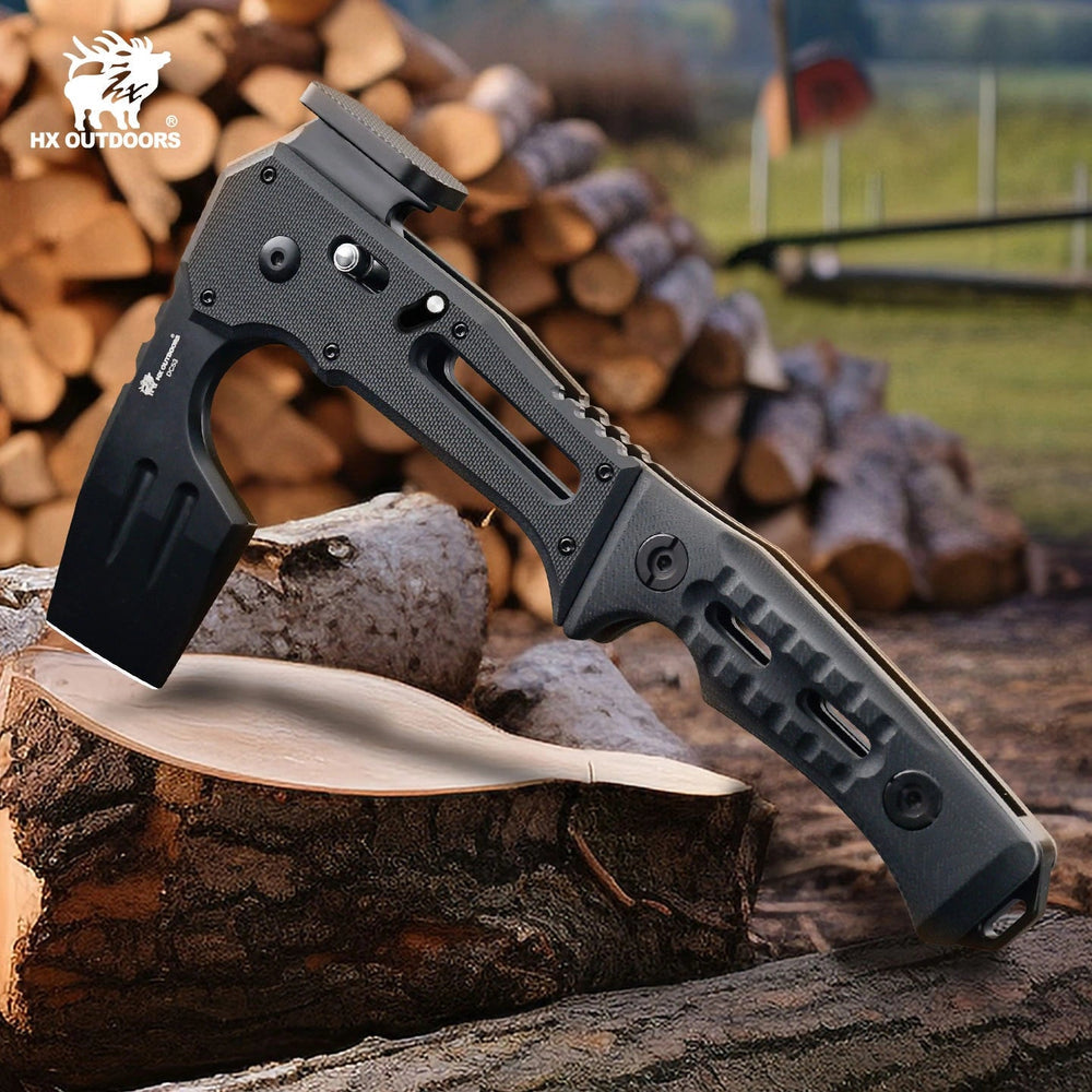 HX OUTDOORS FALCILUX Folding Hatchet | 9.25" Overall Length | DC53 Blade | Black G10 Handle