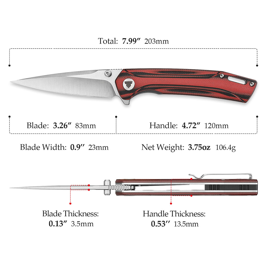 TRIVISA Volans-03RB Thumb Stud,3.26" 154CM Steel,Layers G10 Handle