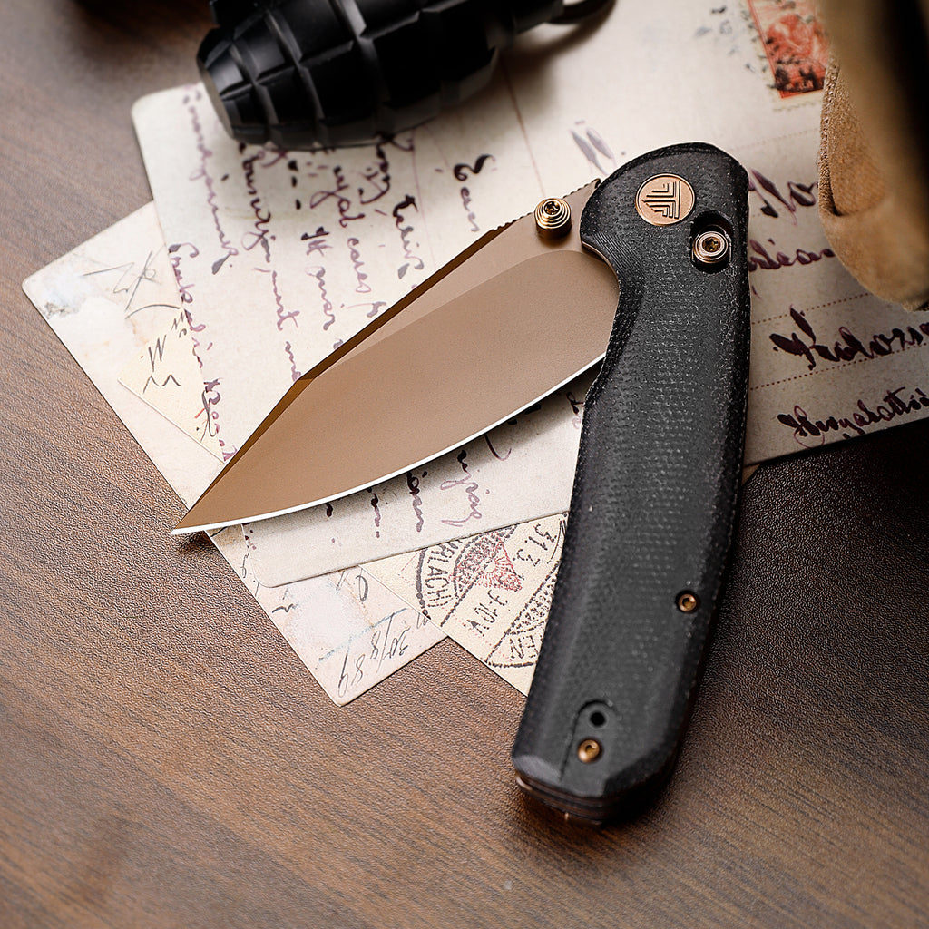 TRIVISA Hornet-BM Crossbar Lock EDC Folding Pocket Knife,3.34" 14C28N Steel Blade,Micarta Handle