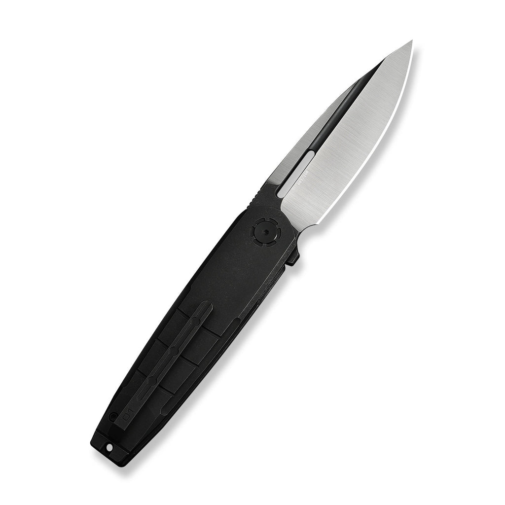 WEKNIFE Hull Flipper Knife Black Titanium Handle & Endcap (3.89" Hand Polished Satin Bohler M390 Blade, Black Stonewashed Flat) WE24046-1