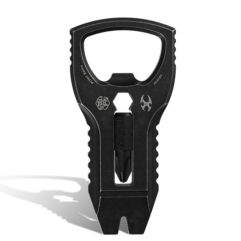 KANSEPT KNIVES PryOfSorts Titanium EDC Multi-Tool | Pry Bar, Bottle Opener & Magnetic Bit Driver | Blackwash Anodized | Designed by Koch Tools-C010A2
