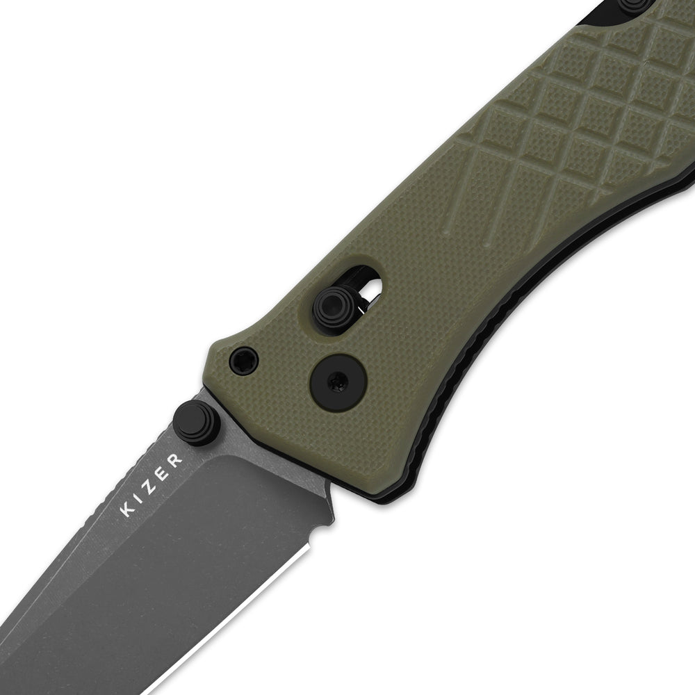 KIZER CUTLERY Aegis T | AEB-L | Green G10 | Rescue Hook & Glass Breaker