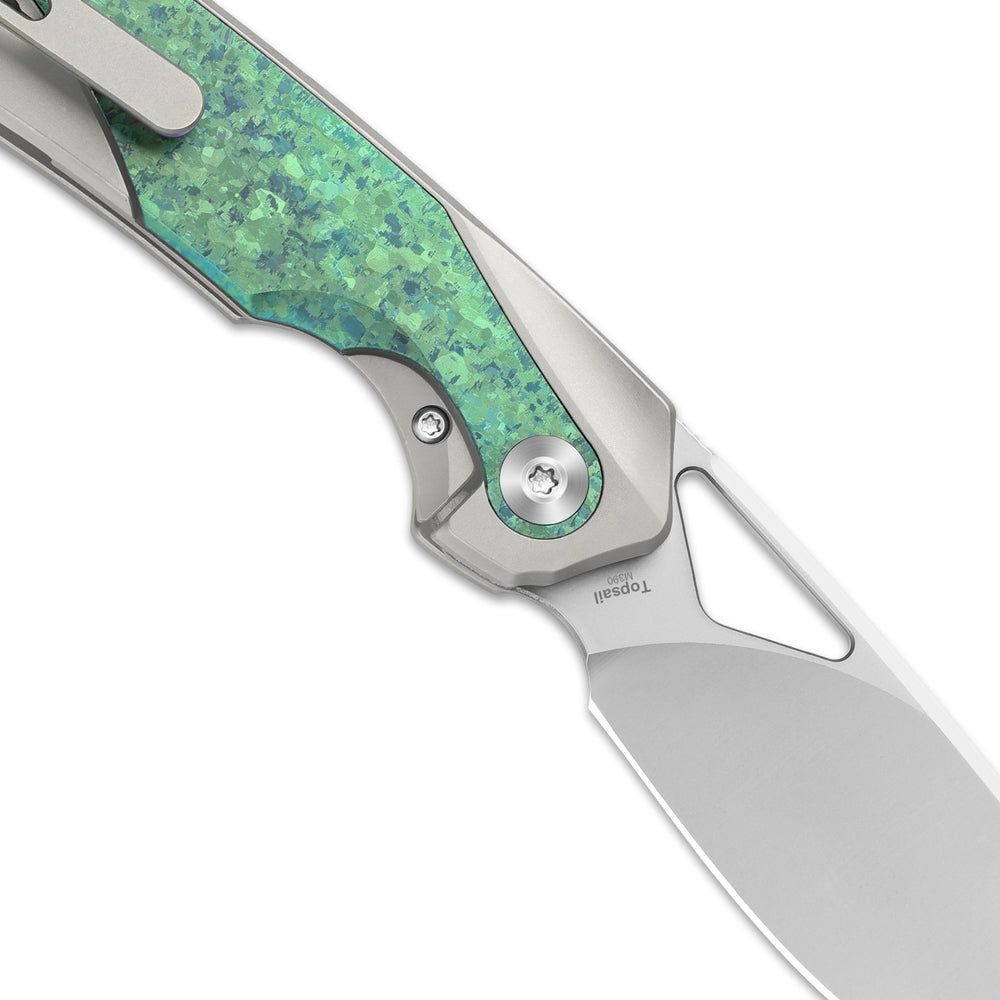 KIZER CUTLERY Topsail | M390 | Titanium & Crystallized Titanium | Front Flipper | Ki3735A4