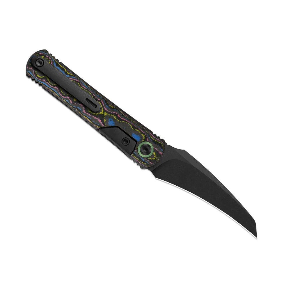 KIZER CUTLERY Feist 3 | CPM S90V + Matte DLC Ultra | Hawkbill | Titanium (Matte DLC Ultra) & CamoCarbon Ultimate Warrior | KizerX™ 3499.3A3