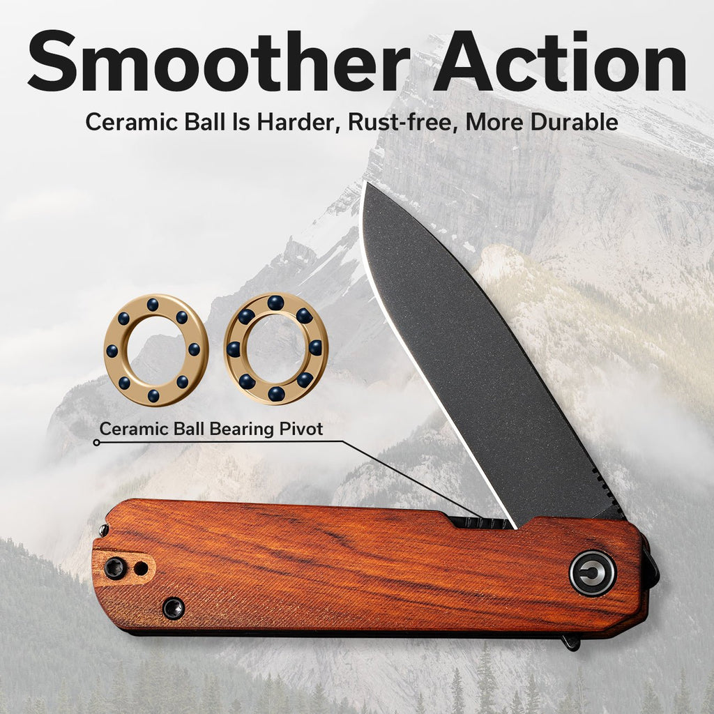 CIVIVI Sendy Flipper Knife Wood Handle (2.83" Nitro-V Blade) C21004A-2