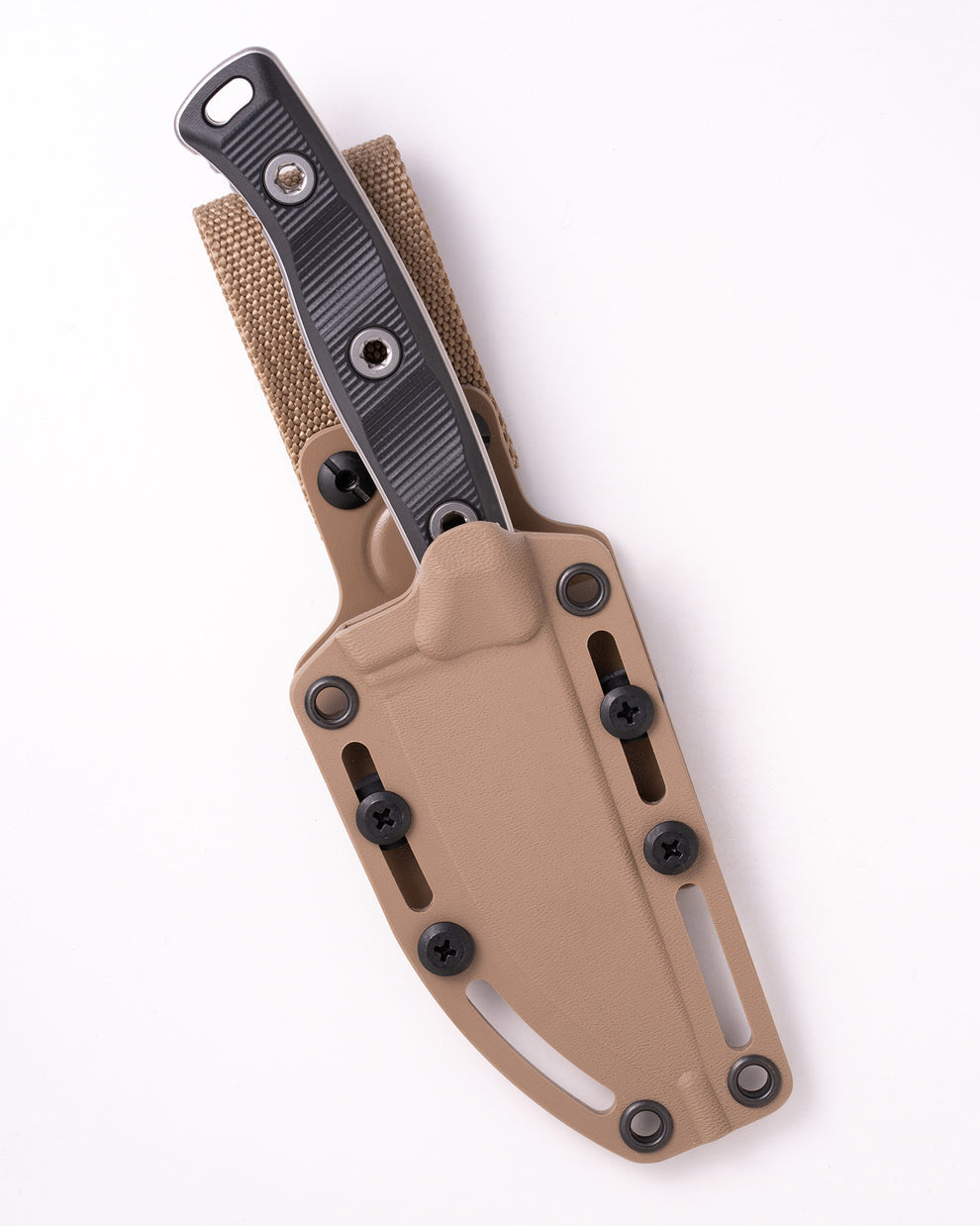 MICROTECH Akris Stonewash Standard G-10 Black with Tan Kydex Sheath with Belt Loop (95-10BK-6)