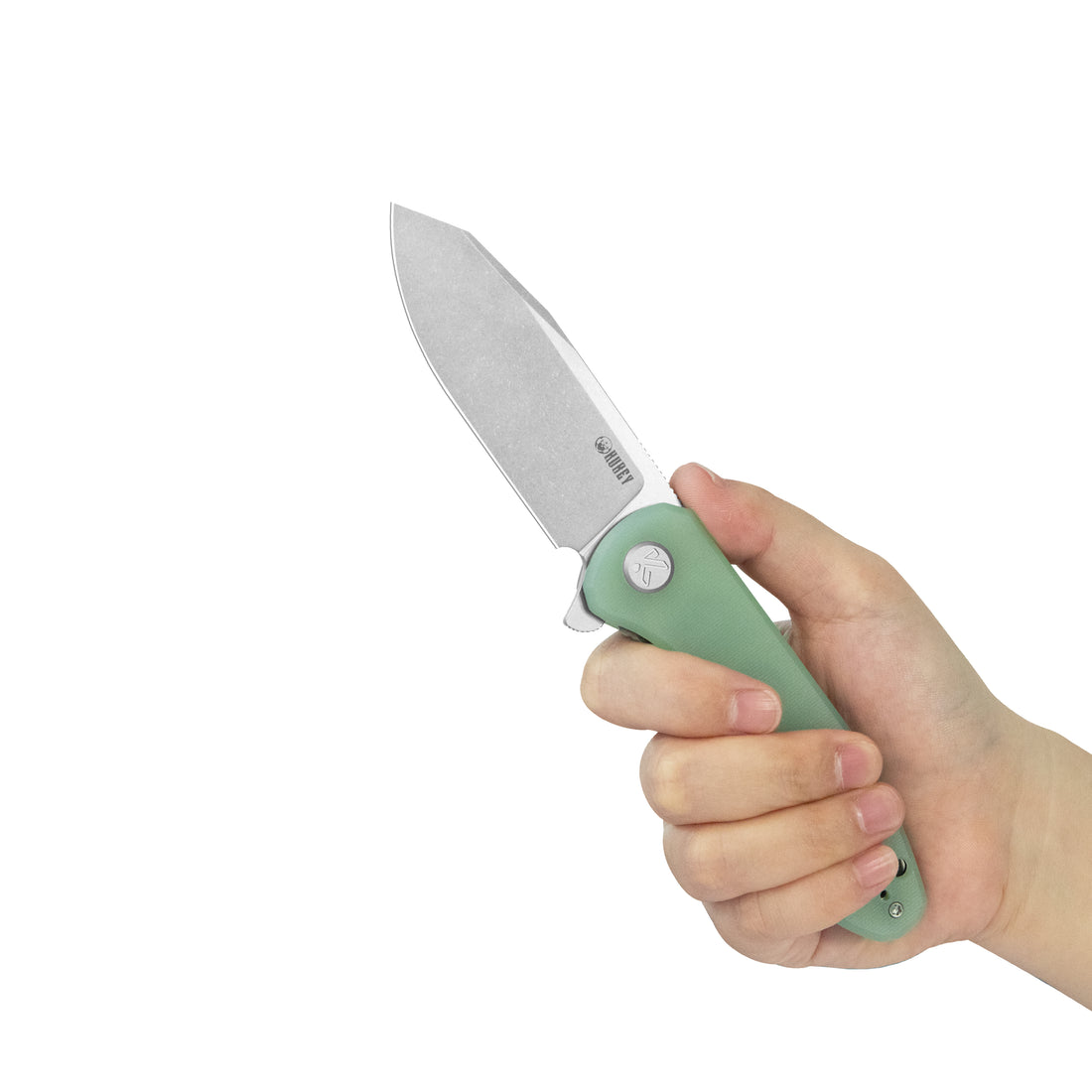 KUBEY Master Chief Outdoor Folding Pocket Knife Jade G10 Handle 3.43" Beadblast 14C28N KU358L