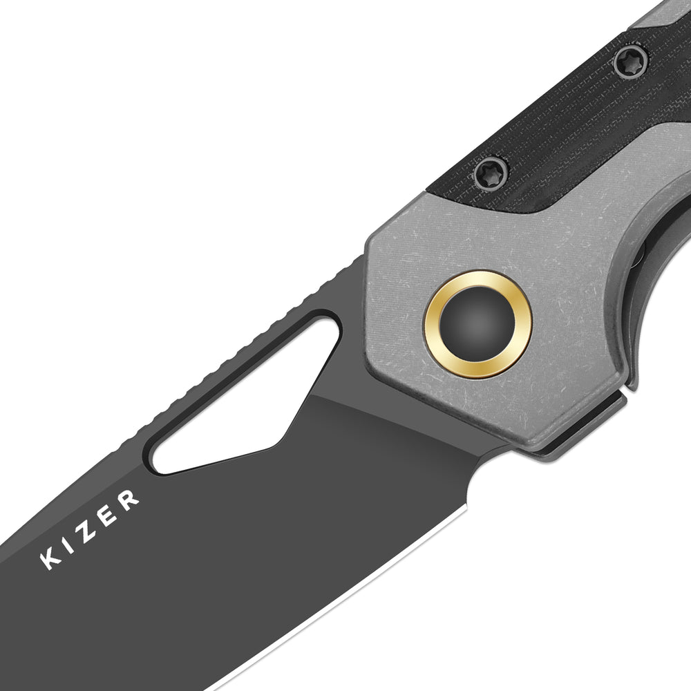 KIZER CUTLERY Serpentine | Elmax | Titanium & Micarta | Matte DLC Ultra