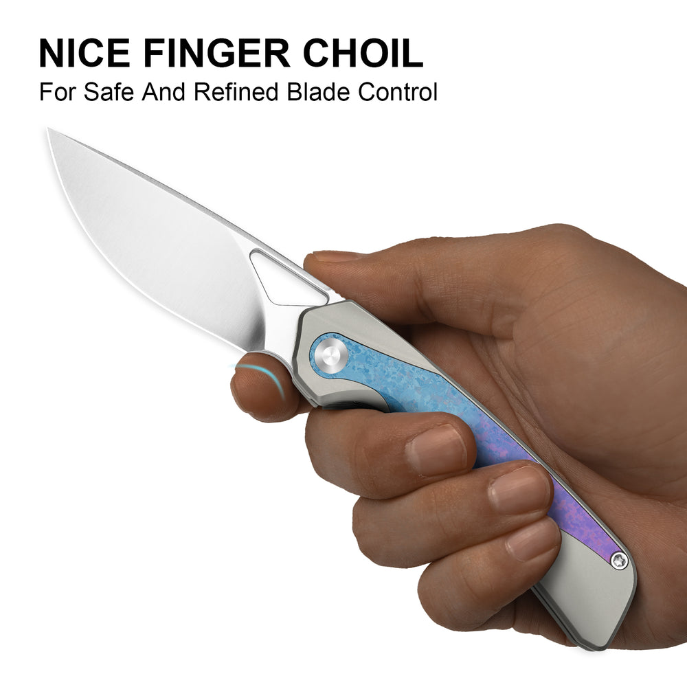 KIZER CUTLERY Topsail | S45VN | Titanium & Crystallized Titanium | Front Flipper | Ki3735A1