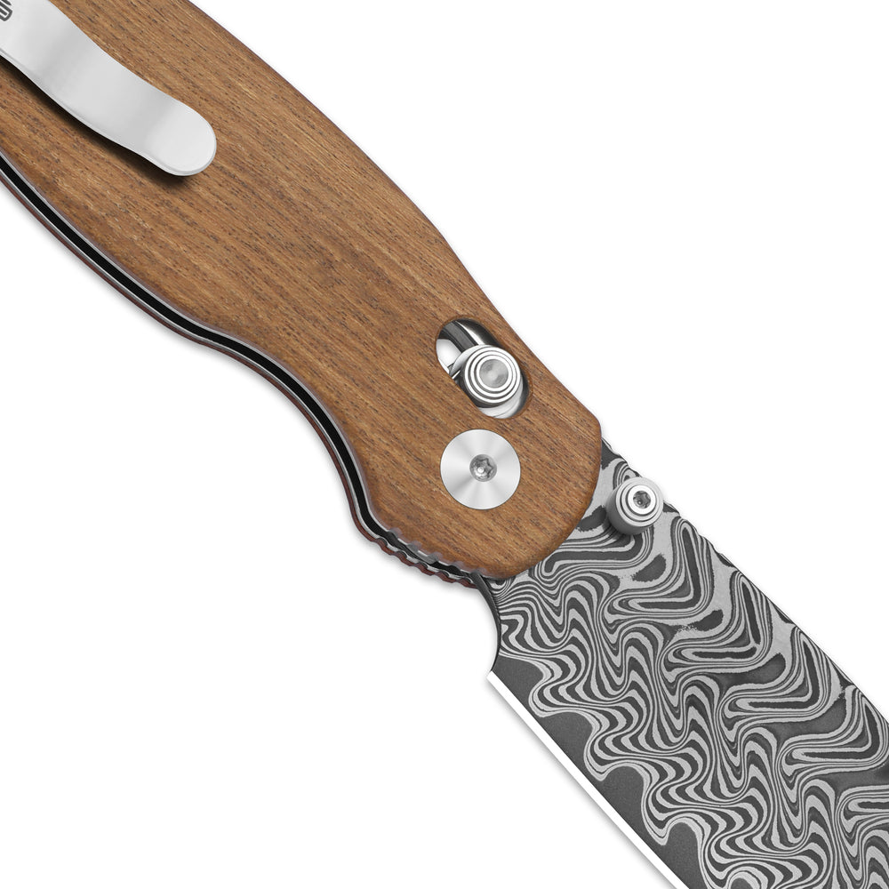 KIZER CUTLERY Phoca CD | Damascus | Mkuruti Wood | Clutch Lock
