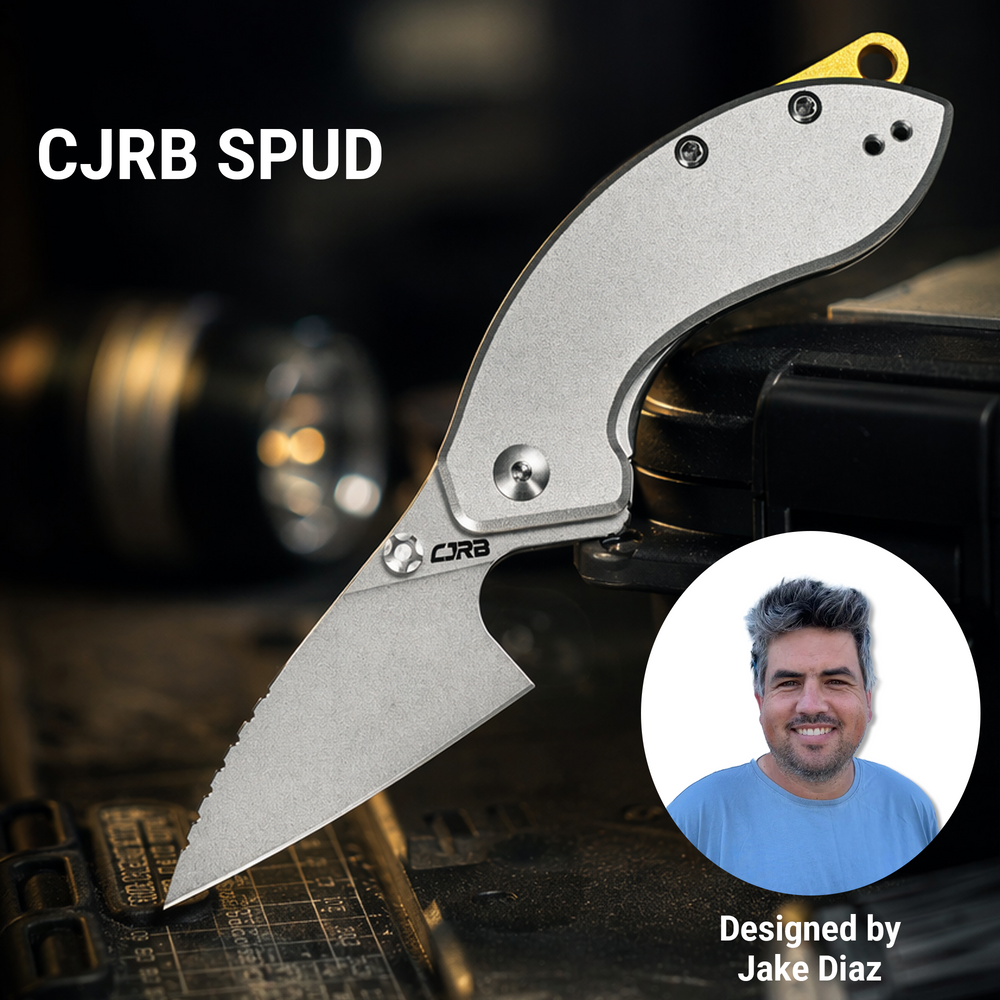 CJRB Spud Thumb Stud & Liner Lock Neck Knife Gray Aluminum Handle(2.34'' AR-RPM9 Steel Stone Wash Blade) J1971-GY