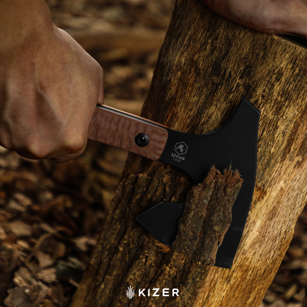 KIZER CUTLERY Urus | Lightweight Axe | 1095 | Black Coating | Micarta | Camping Outdoor Tool | KizerV™ 1073A1