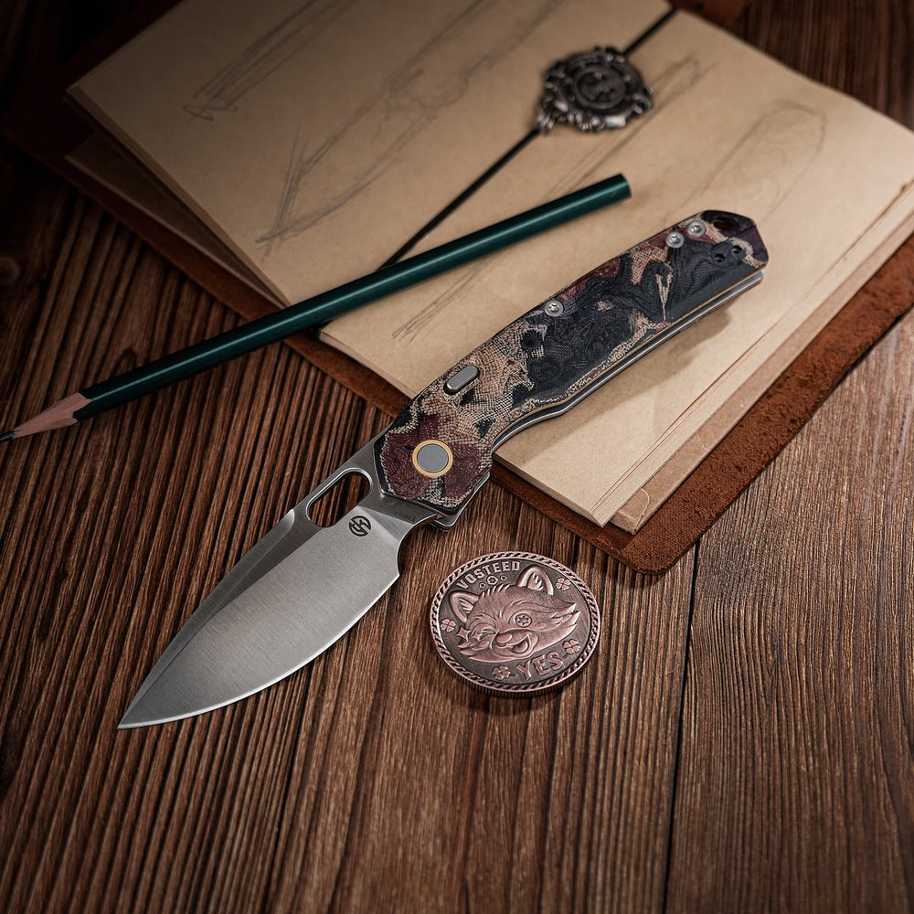 VOSTEED Psyop - Top Liner Lock Knife (3.32" Elmax Blade & Current Micarta Handle) - A2234