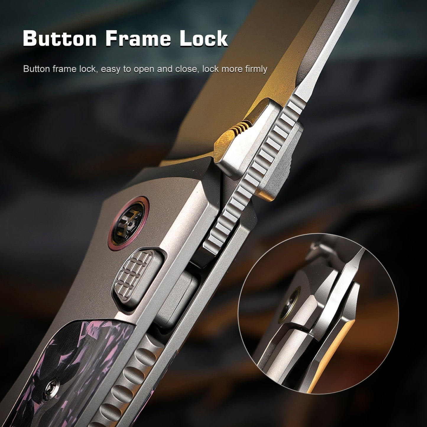 REMETTE RT-Steed Innovative Button Frame Lock M390 Blade Titanium Carbon Fiber Handle Folding Pocket Knife RTWS-TP