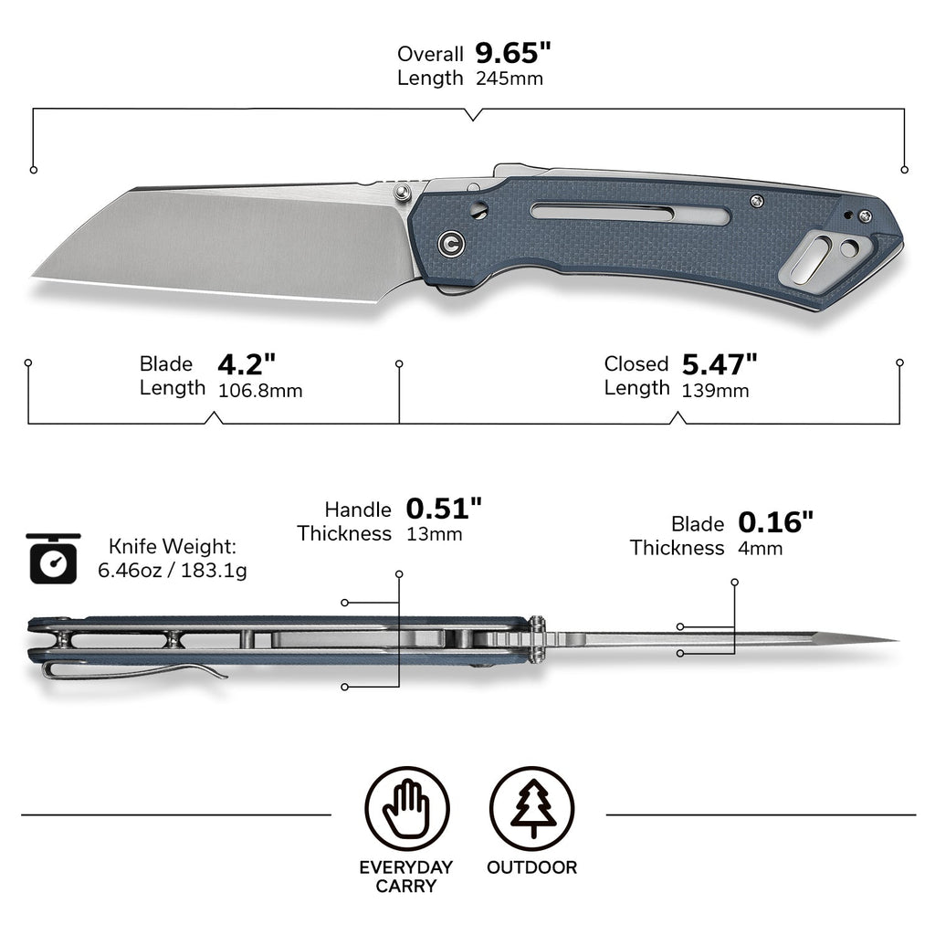 CIVIVI Buster FG Thumb Stud & Superlock Knife G10 Handle (4.2" Nitro-V Blade) C24052-2