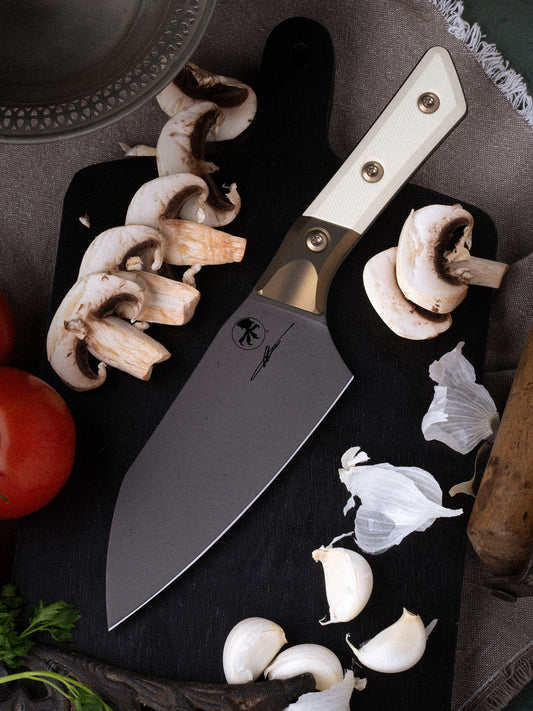 Microtech Gear 6" SANTOKU DLC STANDARD IVORY W/ TITANIUM BOLSTER (3200B-1DLCIVS)