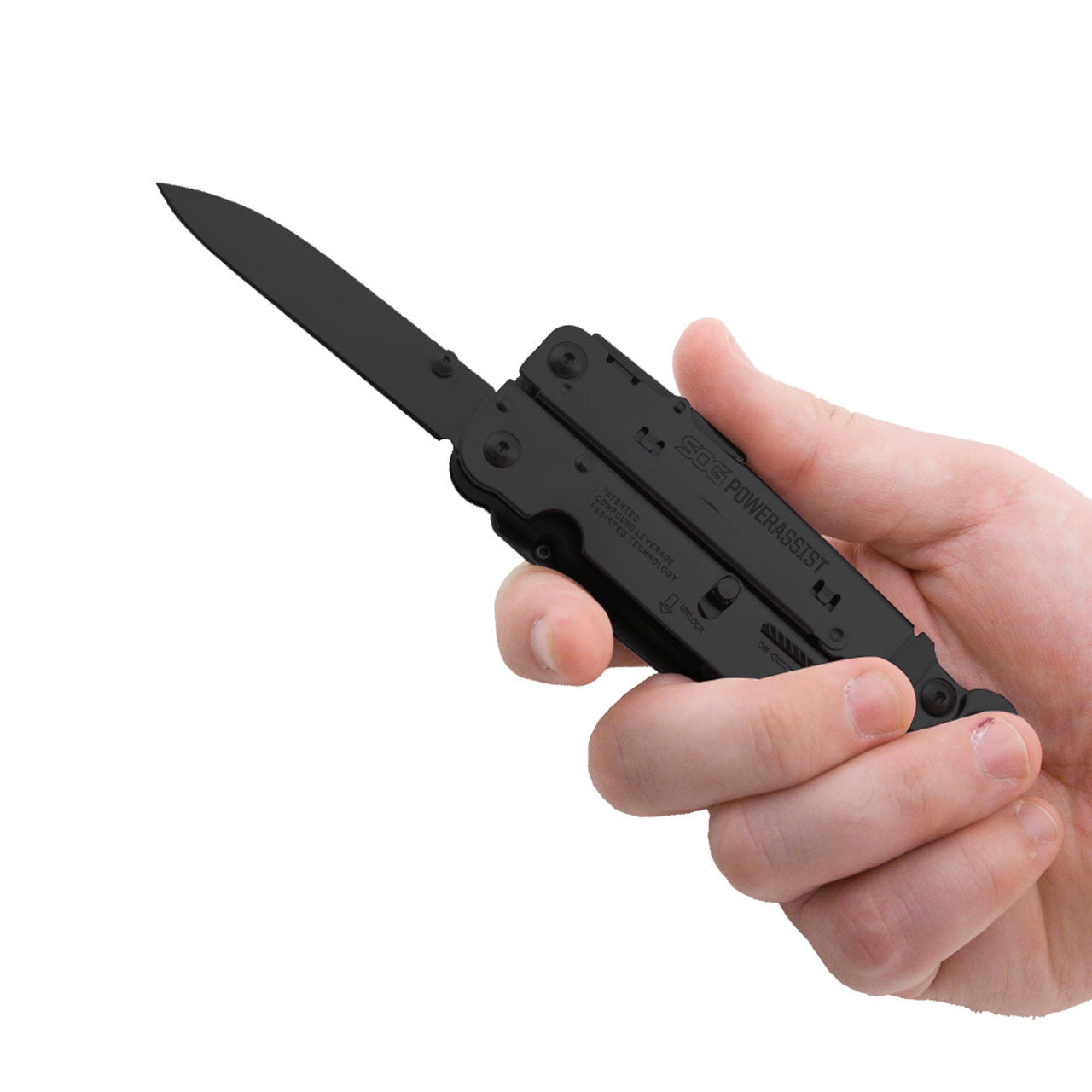 SOG POWERASSIST - BLACK, NYLON POUCH