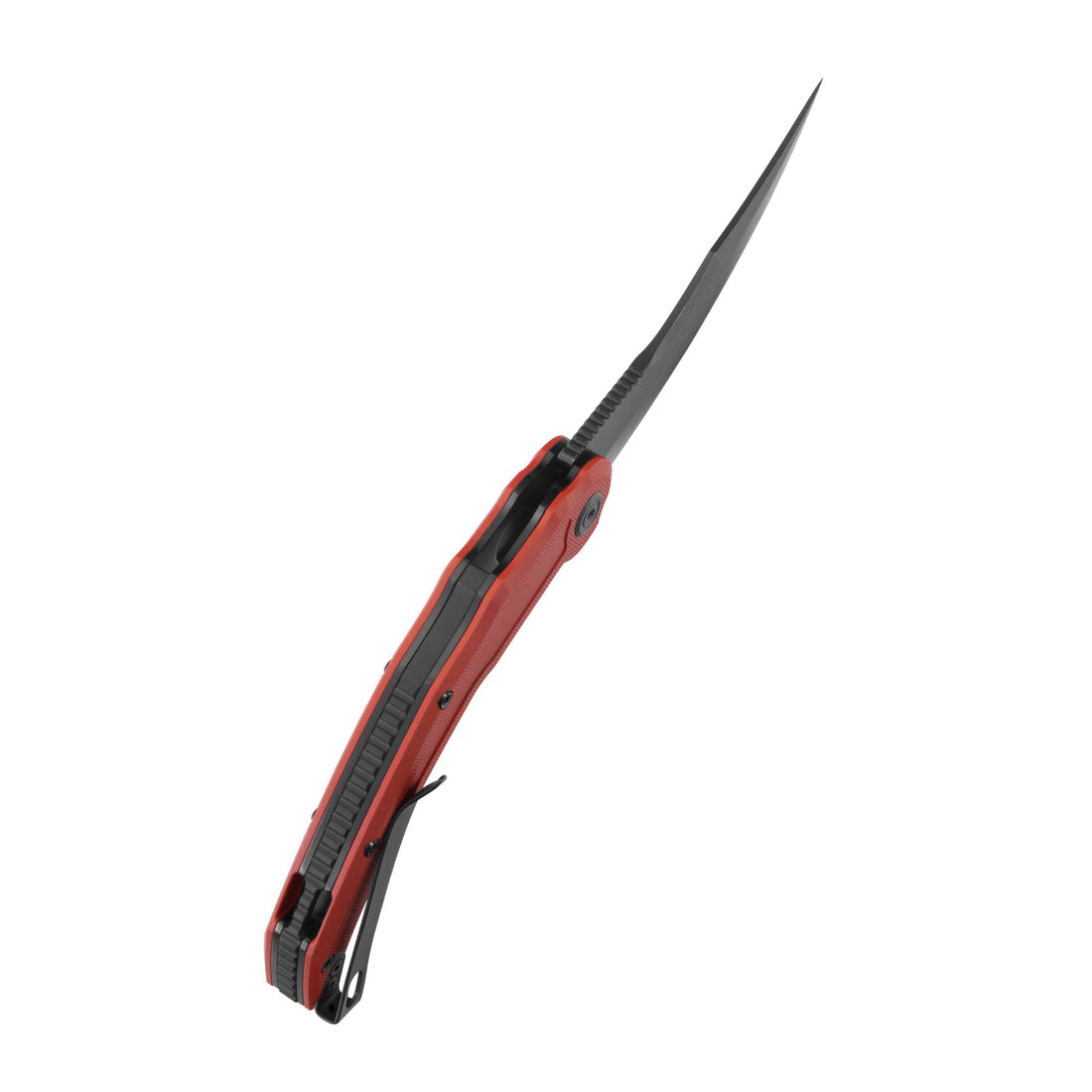 Kubey Crest Liner Lock Pikal Folding Knife Red G10 Handle 3.78" Blackwash 14C28N KU346E