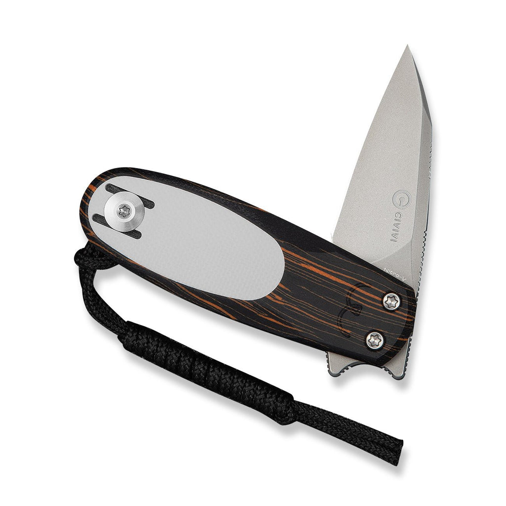 CIVIVI Purr Flipper & Slip Joint Knife Orange, Black & White G10 Handle (1.83" Stonewashed Nitro-V Blade ,With 1PC Black Lanyard) C25054-5, Each Handle Features Random Color Distribution