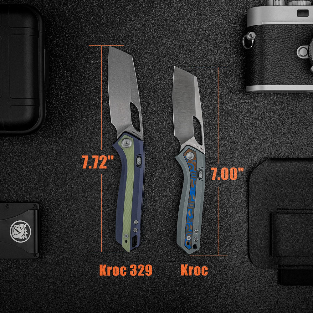 VOSTEED Kroc 329 -Top Liner Lock (3.29" S35VN Blade & Aluminum & Grow-in-the-Dark G10 Handle) - A1814