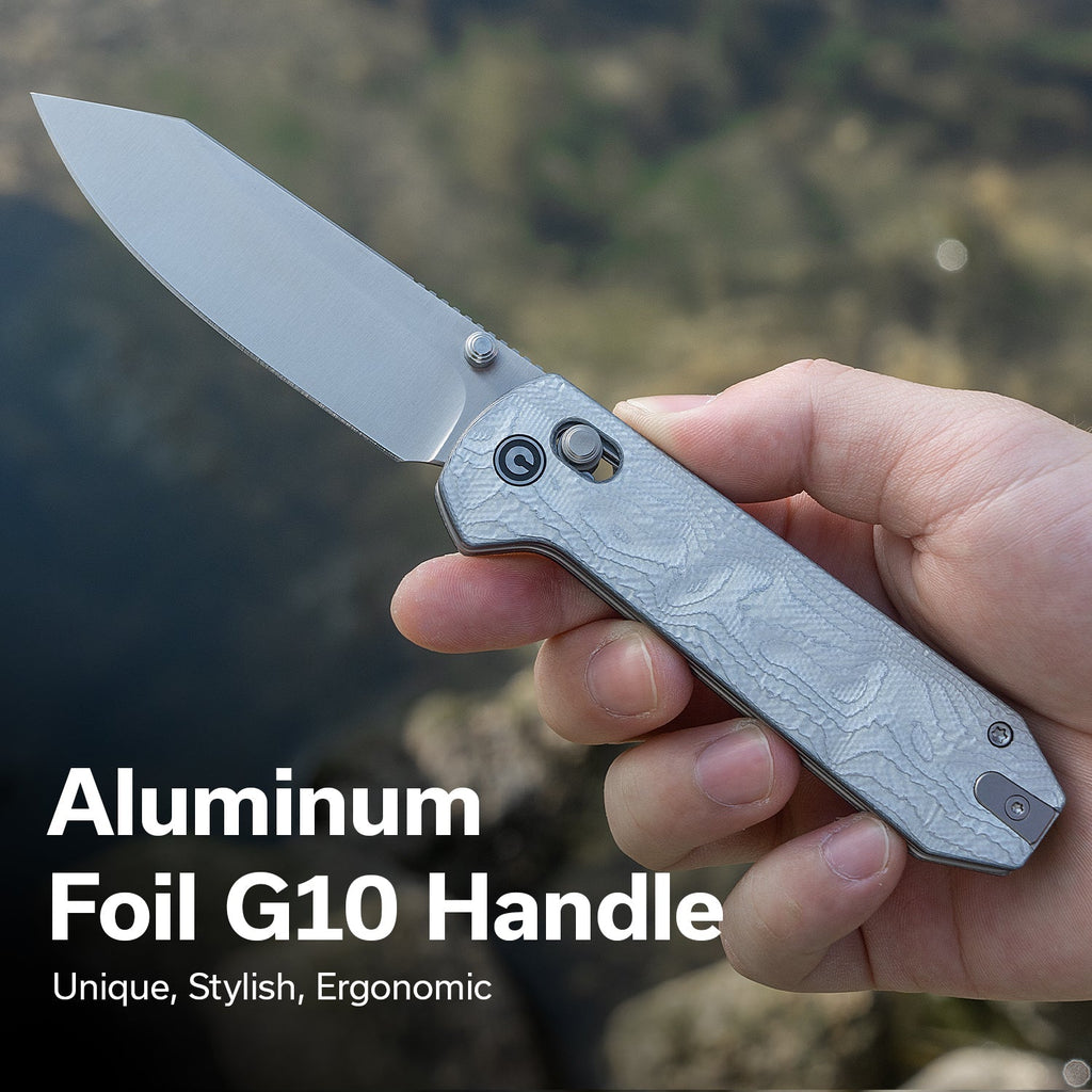 CIVIVI Over Yonder Thumb Stud & Crossbar Lock Knife G10 With Aluminum Foil Handle (3.35" 14C28N Blade) C25027-2