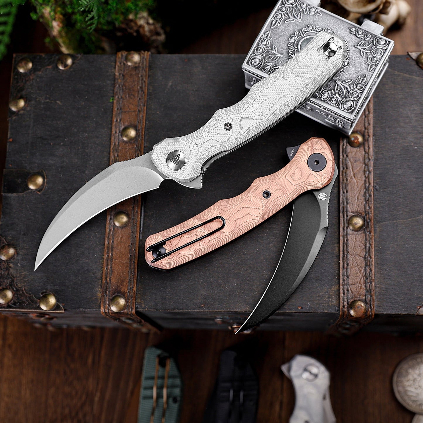TRIVISA Lacerta-AL Liner Lock EDC Folding Pocket Knife 3.34'' 14C28N Steel Blade,Aluminum Foil Handle,Tiguass Design