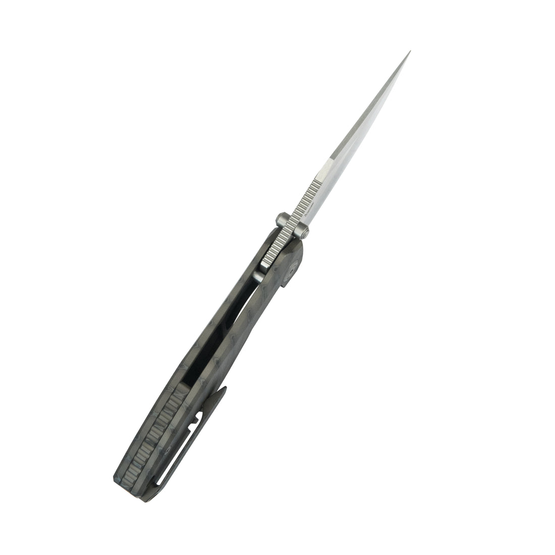 KB Classico Frame Locking Folding Knife Flamed Titanium Handle 3.38" Belt Satin M390 Blade KB478B
