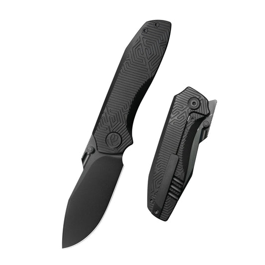KB Agera Frame Lock Pocket Folding Knife Regular DLC Titanium w/ Maze Pattern Milling Handle 3.03'' Regular DLC M390 Blade KB437C