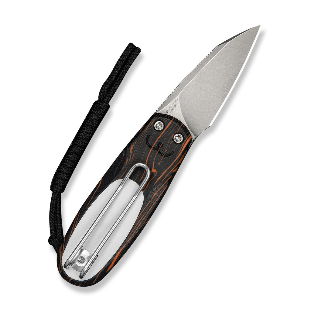 CIVIVI Purr Flipper & Slip Joint Knife Orange, Black & White G10 Handle (1.83" Stonewashed Nitro-V Blade ,With 1PC Black Lanyard) C25054-5, Each Handle Features Random Color Distribution