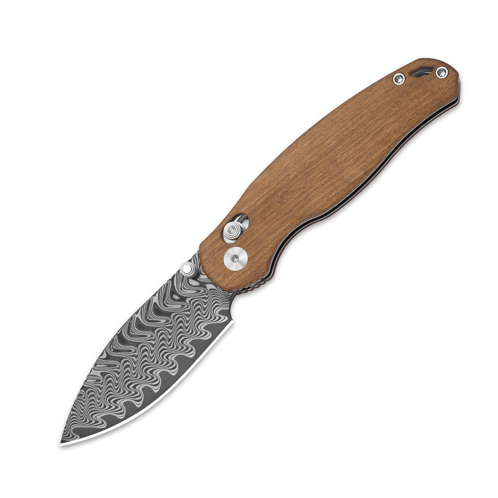 KIZER CUTLERY Phoca CD | Damascus | Mkuruti Wood | Clutch Lock