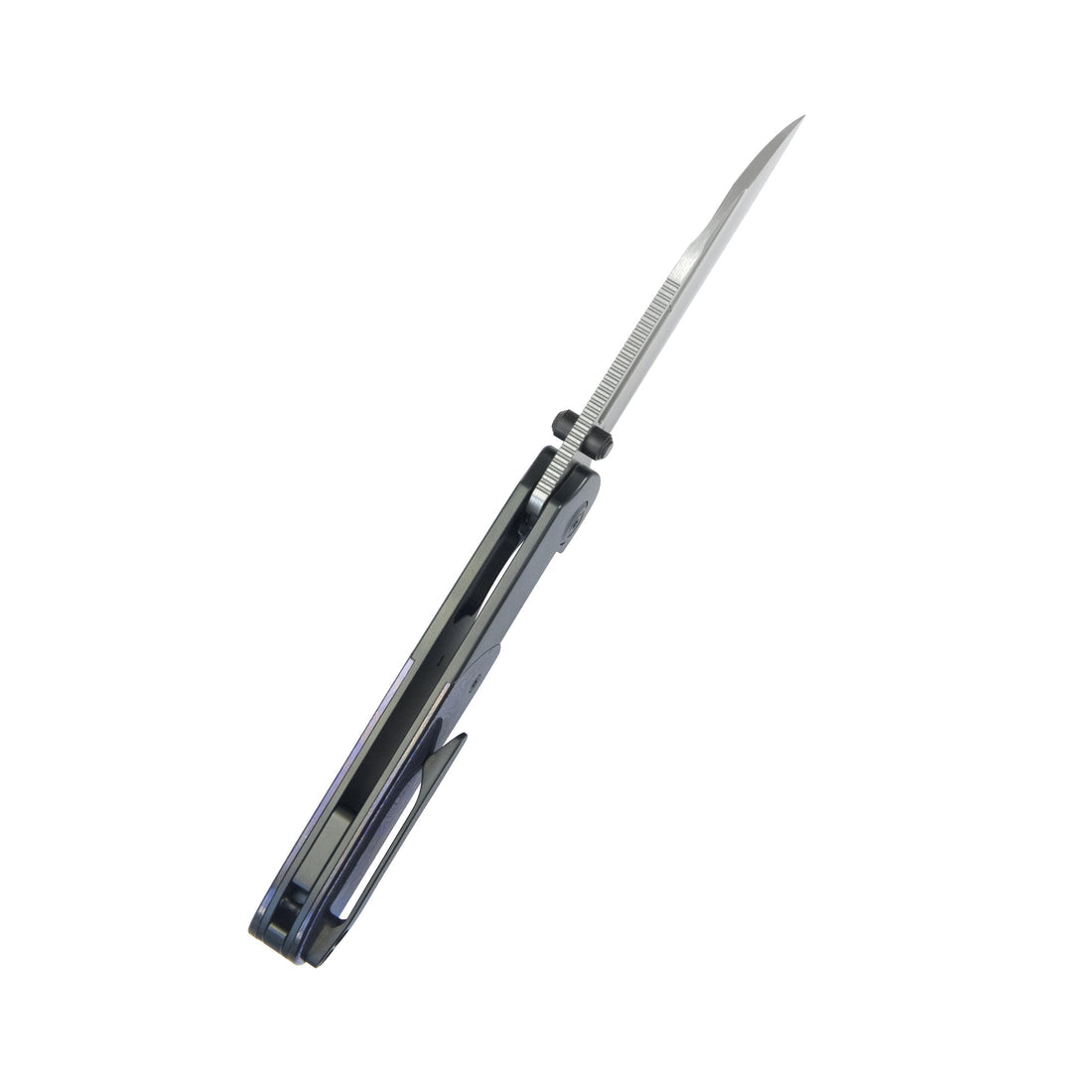 KB Icicle Pocket Folding Knife Frame Lock DLC Titanium with Zircuti Inlays 3.50" Belt Satin Elmax Blade KB432C