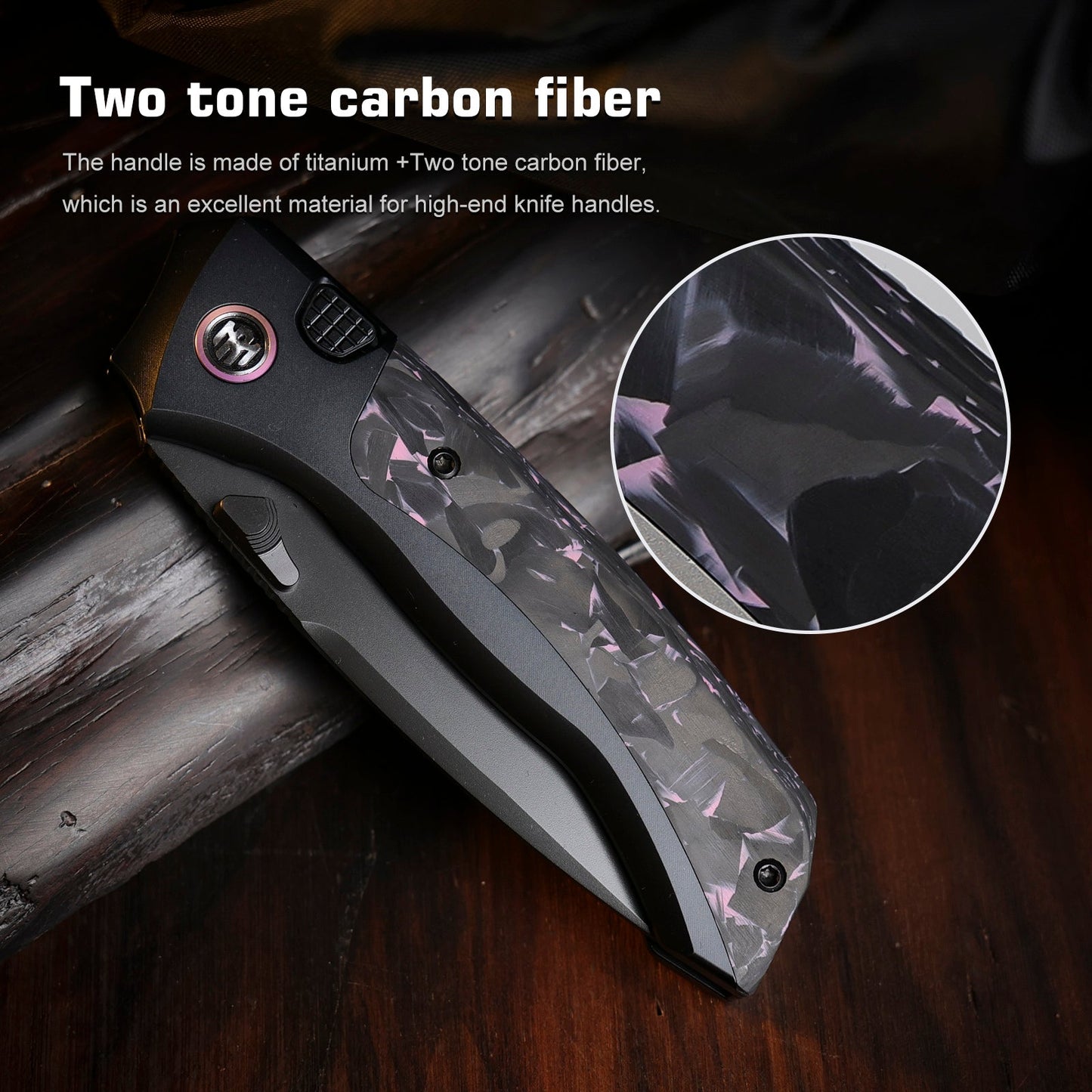 REMETTE RT-Steed Folding Pocket Knife Innovative Button Frame Lock Structure Design M390 DLC Blade Titanium + Carbon Fiber Handle Knives RTWS-BY