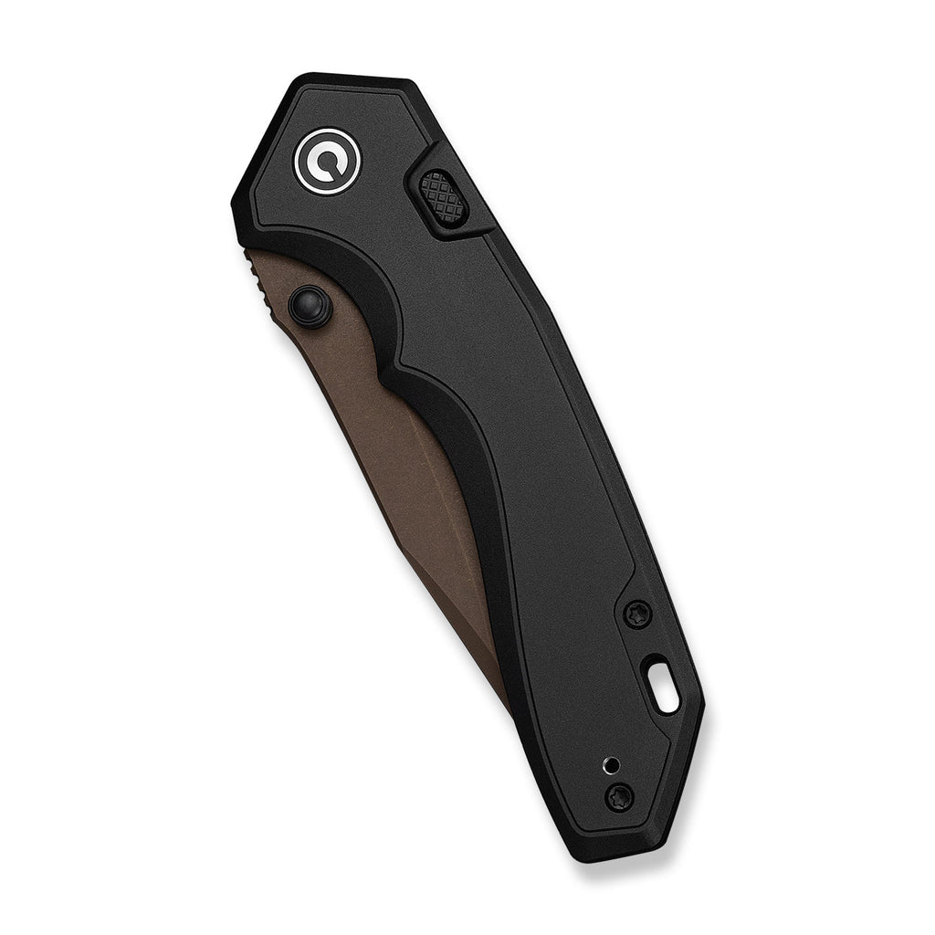 CIVIVI ELITE Brova Thumb Stud & Top Liner Lock Knife Black Aluminum Handle (3.41" Dark Brown Stonewashed CPM S35VN Blade) CE25093-2
