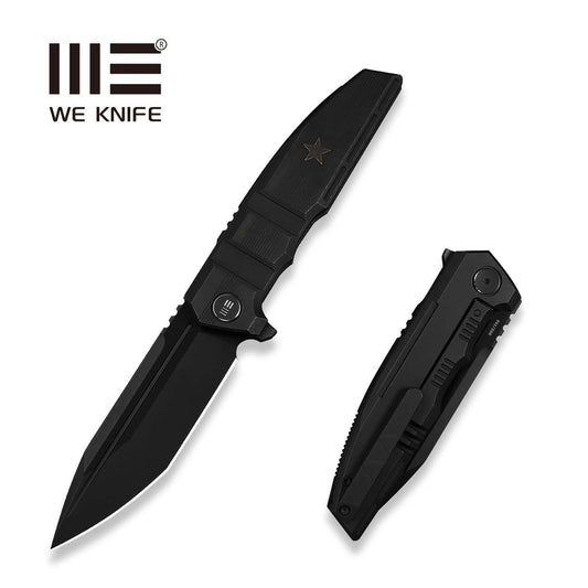 WEKNIFE Breach Flipper Knife Black Titanium Handle (3.85" Black Stonewashed Bevels, Black Brushed Flats Bohler M390 Blade) WE25077-2