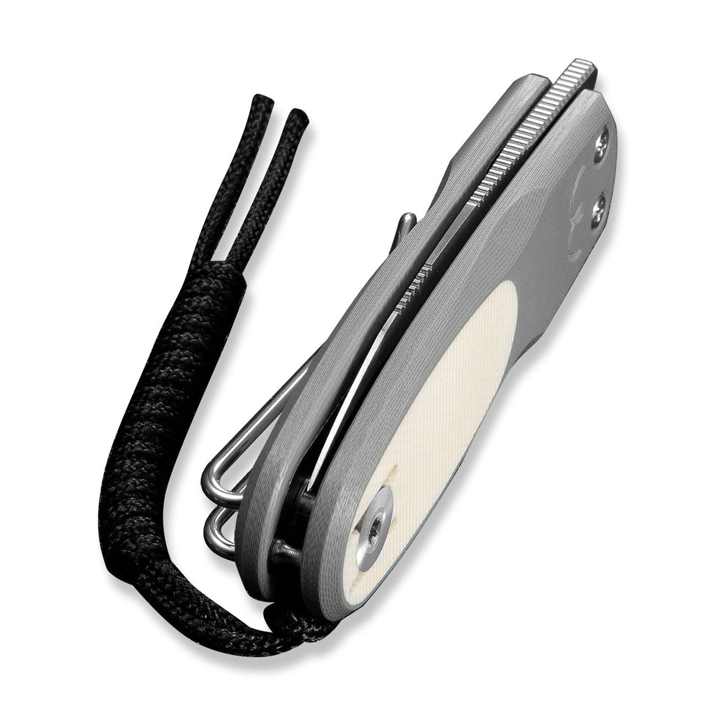 CIVIVI Purr Flipper & Slip Joint Knife Gray & Ivory G10 Handle (1.83" Satin Finished Nitro-V Blade) C25054-1, With 1PC Black Lanyard