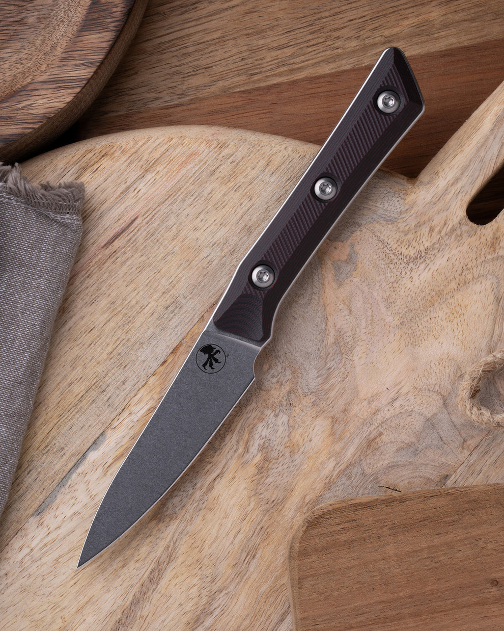 Microtech Gear Paring Knife Stonewash Standard Black Cherry G-10 (3500-10BC)