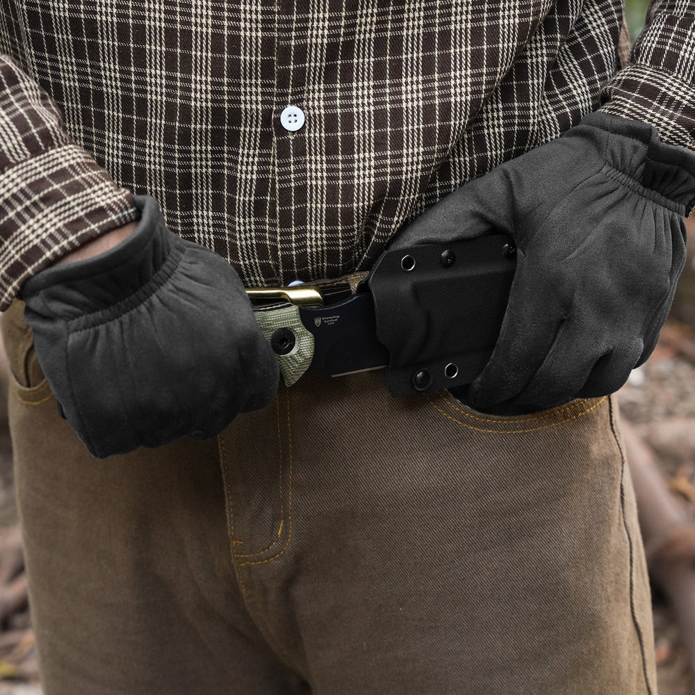 KIZER CUTLERY Sheepdog® Survival | Hammer Pommel · Bow Drill Divot | Green Micarta